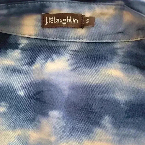 J McLaughlin Womens Long Sleeve Button Up Shirt Size Small Blue Tencel Tie Dye - Picture 6 of 7